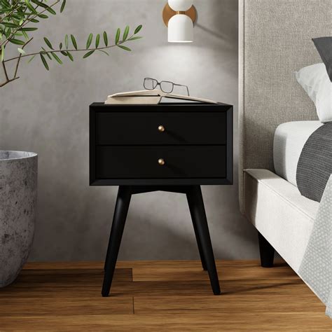 Flynn Small Nightstand, Black – Alpine Furniture