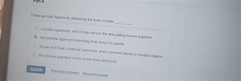 Solved Extracapsular ligaments stabilzing the knee | Chegg.com