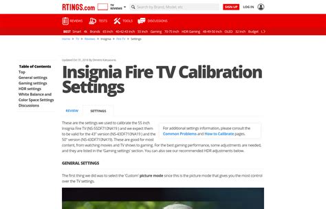 Insignia Fire TV Calibration Settings - RTINGS.com