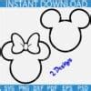 Mickey Minnie Mouse Head Outline Bundle SVG, Mickey Minnie Ears Outline Bundle SVG, Disney Head ...