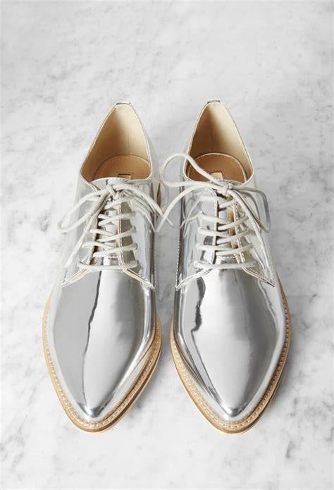 Lyst - Forever 21 Metallic Faux Leather Oxfords in Metallic