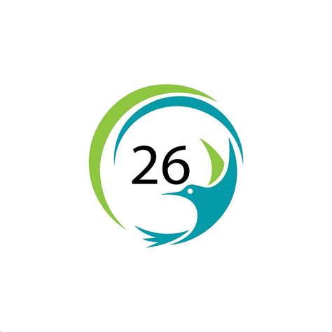 bird logo design with number 26 26823606 Vector Art at Vecteezy