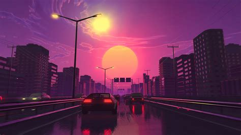 Vaporwave Artwork City Lights Street Car Vehicle 4K HD Wallpapers | HD ...