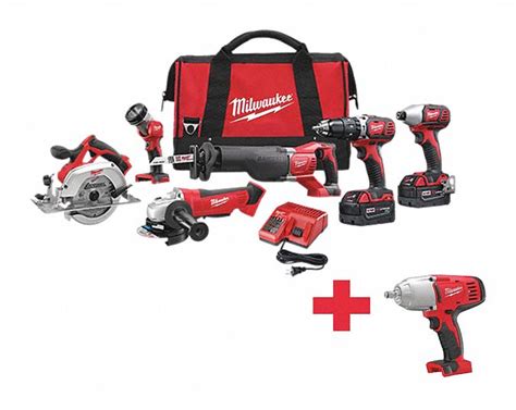 MILWAUKEE, 18V DC Volt, 7 Tools, Cordless Combination Kit - 643F85|2696 ...