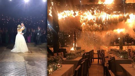 Wedding venue catches fire while filming the newlyweds' first dance