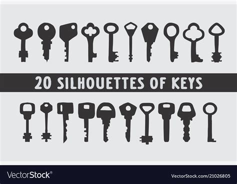 20 set of vintage keys shape designs Royalty Free Vector