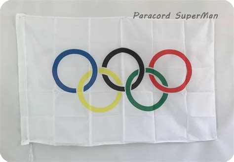 Jeux olympiques Olympic symbols Olympic Games banner FLAG 3 x5ft Hanging Polyester Olympics Flag ...