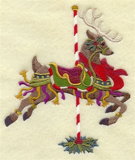 CAROUSEL CHRISTMAS REINDEER Machine Embroidery Quilt Block - Etsy