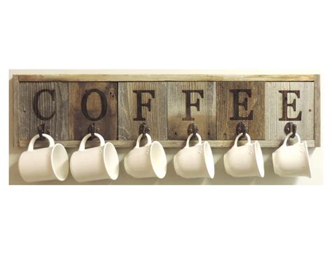 Barnwood Coffee Mug Rack Wall-Mount Coffee Cup Holder – AllBarnWood