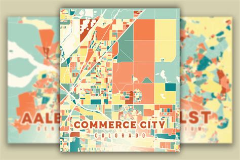 Commerce City Colorado Colorful Map Graphic by Poster Boutique ...