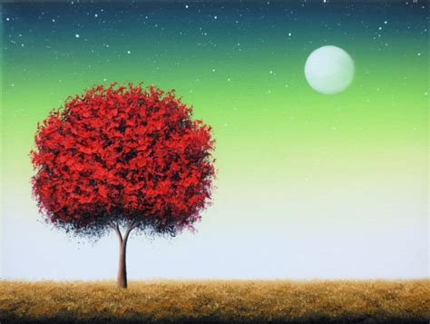 ORIGINAL Oil Painting, Red Tree Painting, Canvas Art, Abstract Tree Art ...