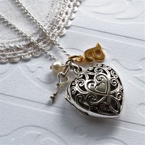 silver vintage heart locket necklace by martha jackson sterling silver ...