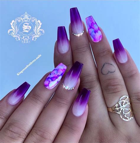 Matte Purple Nails, Purple Nail Art, Purple Nail Designs, Long Nail ...