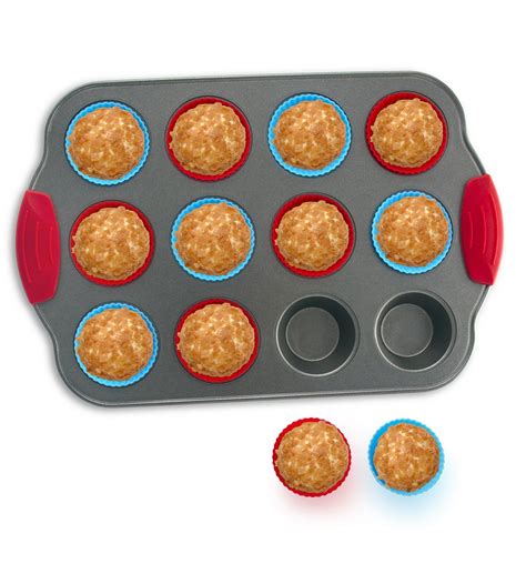 12-Cup Mini Muffin Pan + Silicone Muffin Cup Liners – Boxiki