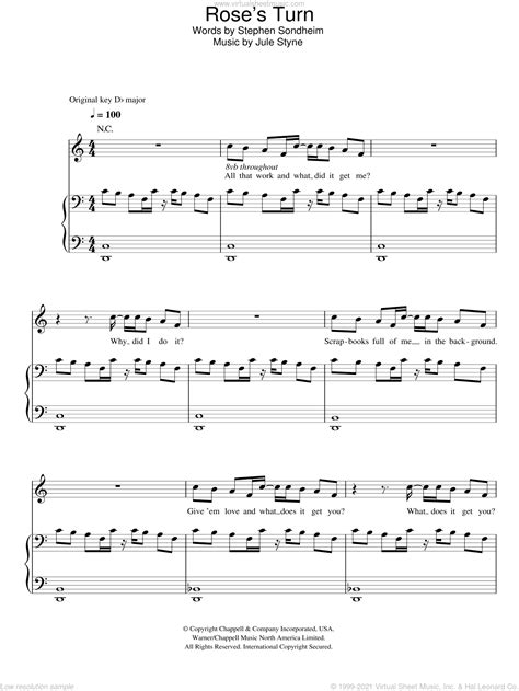 Rose's Turn sheet music for voice, piano or guitar (PDF)