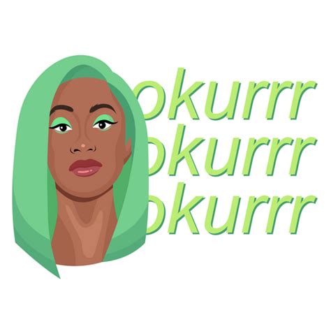 Cardi B Green Hair Okurrr Sticker - Sticker Mania