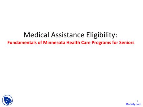 Medical Assistance Eligibility - Medical - Lecture Slides - Docsity