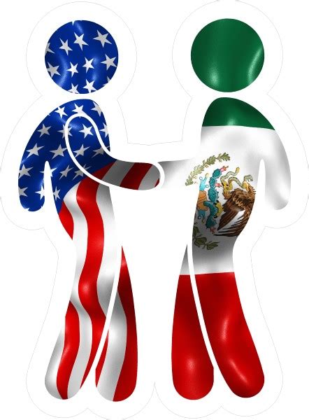 AMERICAN FLAG and MEXICAN FLAG SHAKING HANDS DECAL / STICKER 09