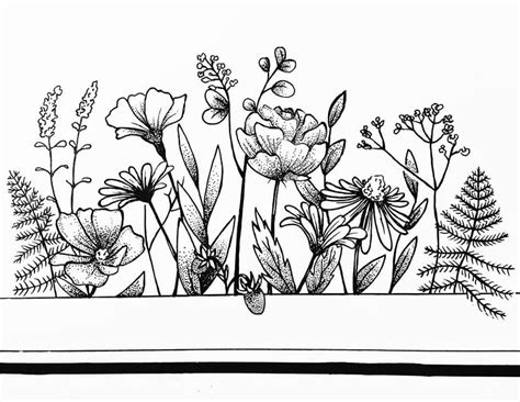 wild flowers by simkiwi | Wildflower drawing, Flower line drawings, Flower drawing