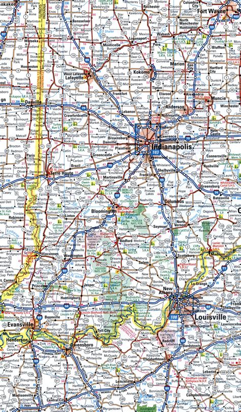 Map route interstate highway I-65 Alabama, Tennessee, Kentucky, Indiana ...