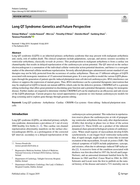 (PDF) Long QT Syndrome: Genetics and Future Perspective