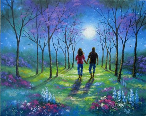 Lovers in Moonlight Original Oil Painting by VickieWadeFineArt