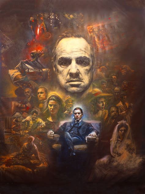 The Godfather - Marlon Brando, Al Pacino Original Large Art Painting by Michael Andrew Law Cheuk ...