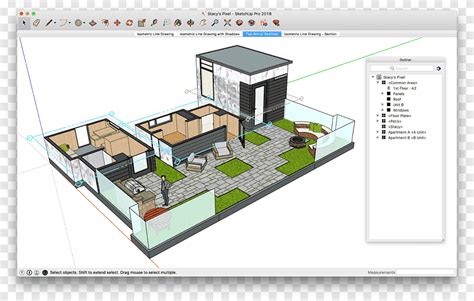 SketchUp Floor plan 3D computer graphics Computer Software, rooftop ...