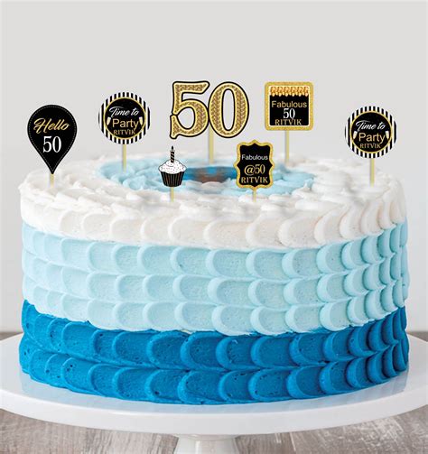 Buy 50th BirthdayParty Cake Topper /Cake Decoration Kit | Party Supplies | Thememyparty – Theme ...