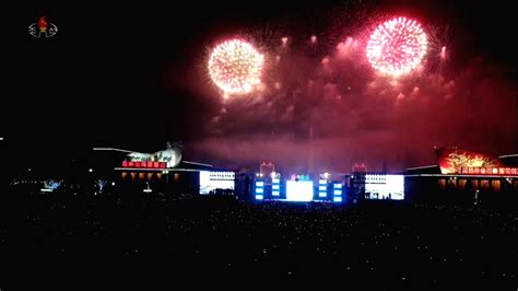 : Seoul : Fireworks explode over Kim Il-sung Square in Pyongyang during ...