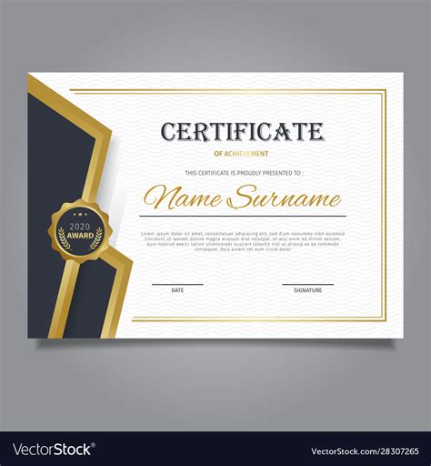 Certificate template in elegant black and gold pat