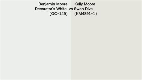 Benjamin Moore Decorator's White (OC-149) vs Kelly Moore Swan Dive ...