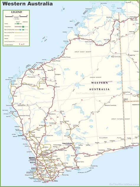 Large detailed map of Western Australia with cities and towns