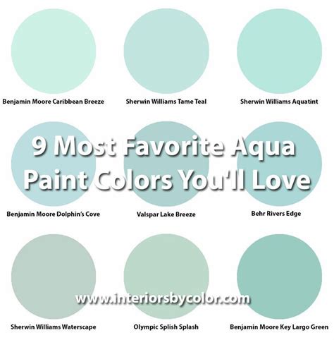 9 Most Favorite Aqua Paint Colors You'll Love | Aqua paint colors, Aqua paint, Teal paint colors