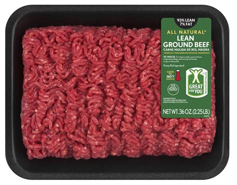 All Natural* 93% Lean/7% Fat Lean Ground Beef, 2.25 lb Tray - Walmart.com