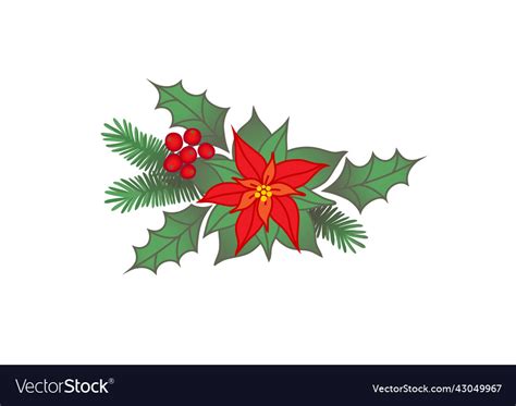 Christmas symbol holly for winter Royalty Free Vector Image