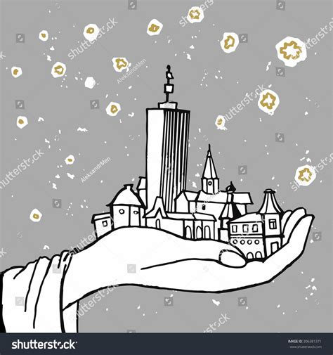 Cartoon Hand Drawing Illustration Night City Stock Vector (Royalty Free) 306381371 | Shutterstock