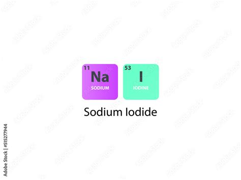 NaI Sodium Iodide molecule. Simple molecular formula consisting of Sodium, Iodine elements ...