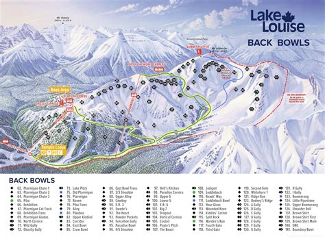 Lake Louise Ski Resort Back Bowls Piste Map - Ontheworldmap.com