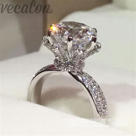 3Ct Cz Diamond 925 Sterling Silver Female Finger Ring - Fashion Design ...