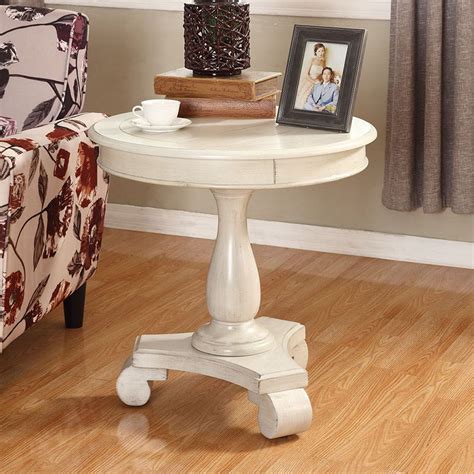 Roundhill Furniture Rene Round Wood Pedestal Side Table, White - Walmart.com - Walmart.com