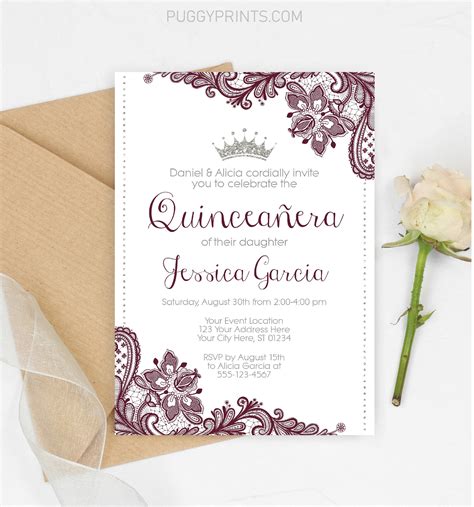 Quinceanera Template Invitations