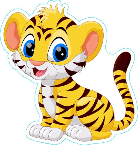 Cute Baby Tiger Cartoon Sticker