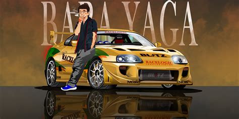 ArtStation - Golden Blitz Mk4 Supra with Smokey Nagata illustration