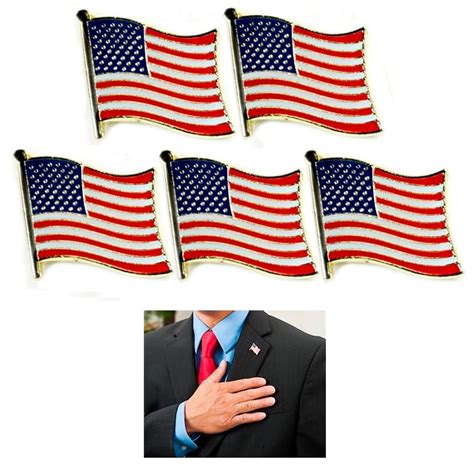 5 American Flag USA Lapel Pin Tie Tack United States Patriotic Badge Brooch Gold - Walmart.com