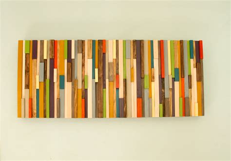 Modern Large wall art, reclaimed wood art sculpture, painted wood ...