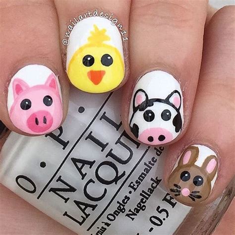 27 of the Best Nail Art Designs for Any Animal Lover - More | Pig nail art, Animal nail designs ...