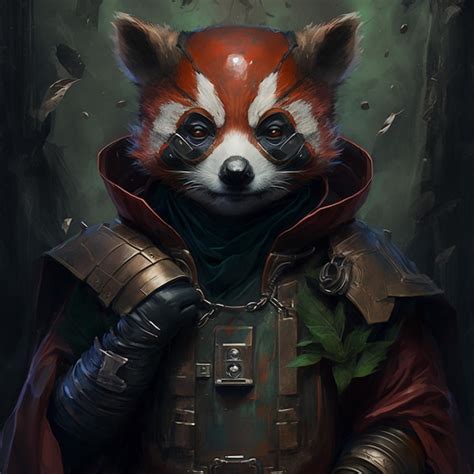 Premium Photo | There is a red panda dressed in armor and a red cape generative ai