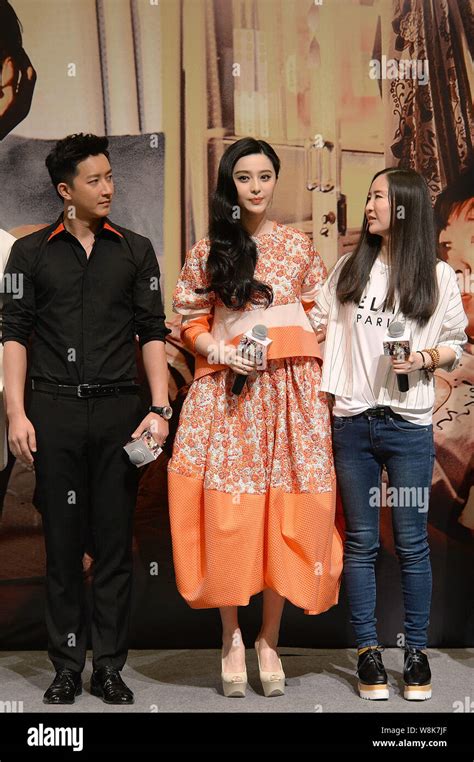 (From left) Chinese actor Han Geng, actress Fan Bingbing and director Li Yu attend a press ...