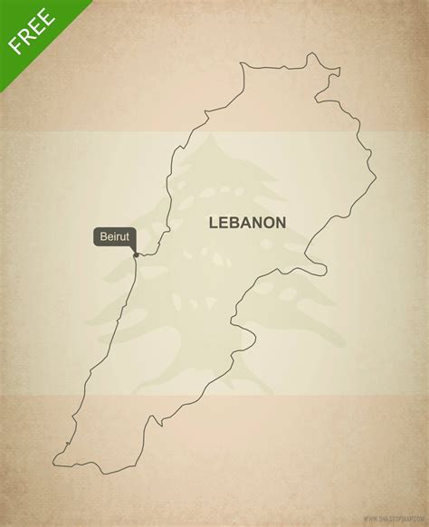 Free Vector Map of Lebanon Outline | One Stop Map